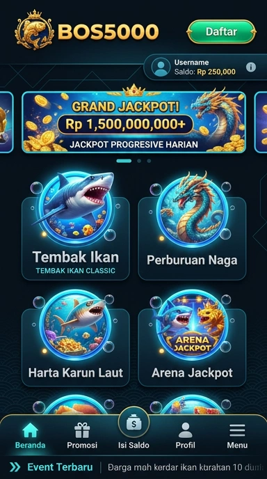 Layar utama bos5000 — antarmuka bersih setelah instalasi